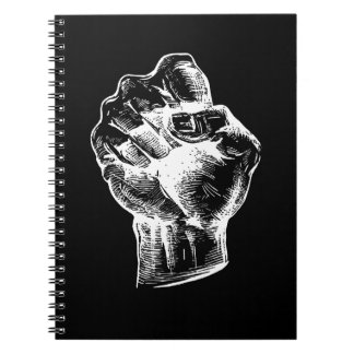 Caderno Espiral Grande Ilustração de Punho Estilo Linocut Branco