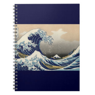 Caderno Espiral Grande onda fora das belas artes orientais de