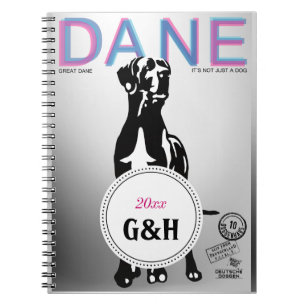 Caderno Espiral Grande padrão de Dane monograma e revista especial