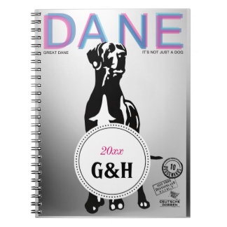 Caderno Espiral Grande padrão de Dane monograma e revista especial
