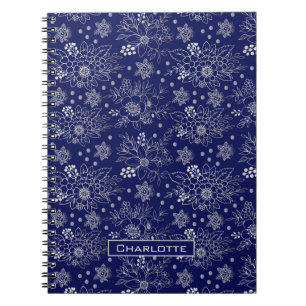 Caderno Espiral Grande padrão floral uniforme personalizado