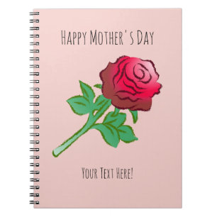 Caderno Espiral Grande Rosa Vermelha Bonita