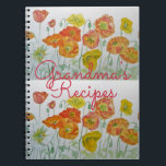 Caderno Espiral Grandma's Recipes red Poppy Watercolour Notebook<br><div class="desc">Grandma's Recipes Poppy Floral Watercolour Notebook. Is your child leaving home? A great place to write all those treasured family recipes for a unique and touching gift! Designed from my original watercolor paintings.</div>