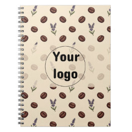 Caderno Espiral Grãos de Café Vintage e Padrão Sem Costura de Lava
