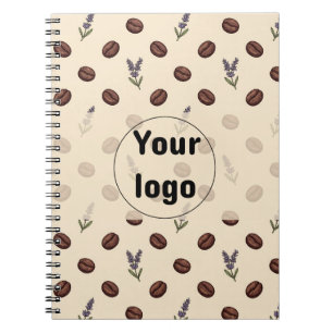 Caderno Espiral Grãos de Café Vintage e Padrão Sem Costura de Lava