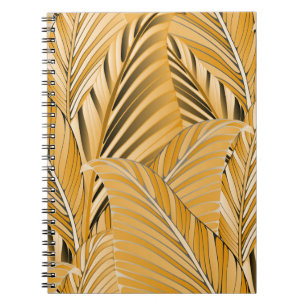 Caderno Espiral graphic leaves exotic foliage seamless pattern in 