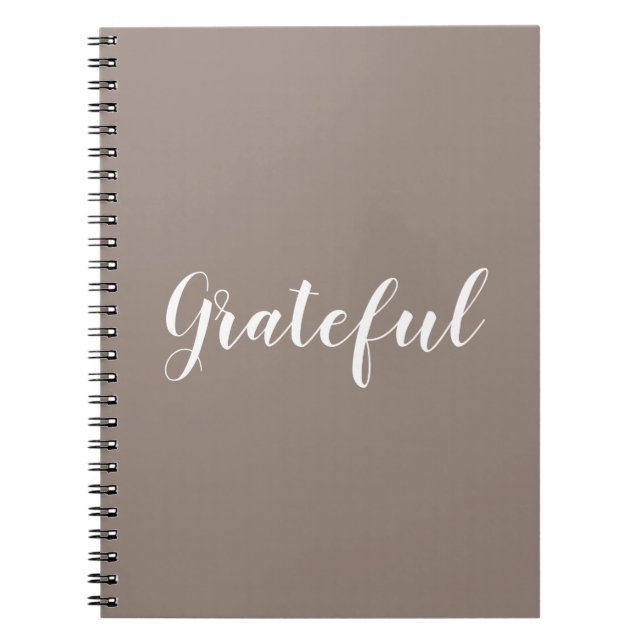 Caderno Espiral Grateful beige grande texto personalizado (Frente)
