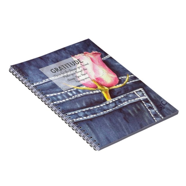 Caderno Espiral Gratidão da Flor Rosa Rosa Rosa Rosa Rosa Rosa Ros (Lado Direito)
