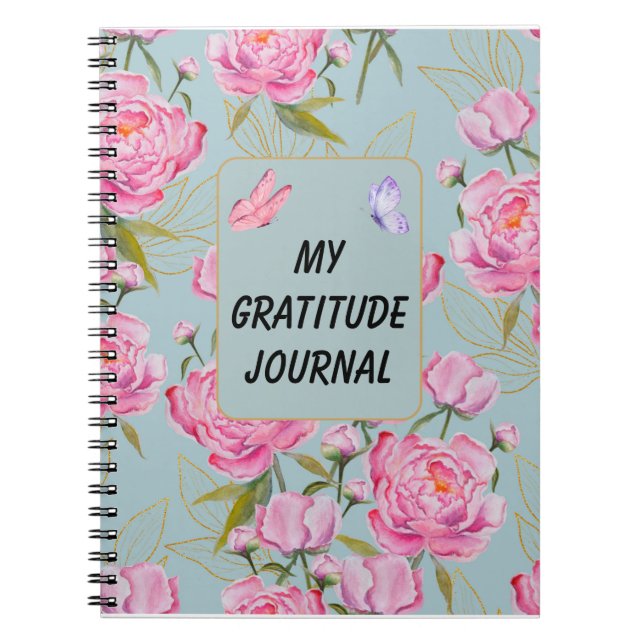 Caderno Espiral Gratidão de Rosas Rosa Personalizadas (Frente)
