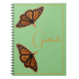 Caderno Espiral "Gratidão" Duas Borboletas Monarcas