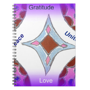 Caderno Espiral "Gratidão Paz Amor Unir" Mandala Art Impressão