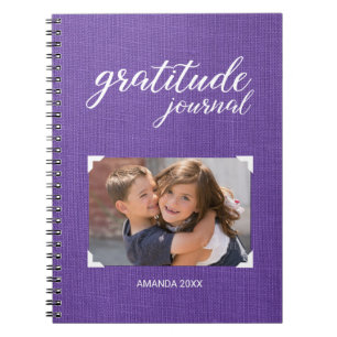 Caderno Espiral Gratidão Seu Nome Fotográfico Estilo Purple Scrapb