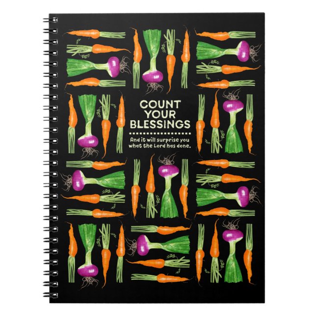 Caderno Espiral Gratitude da cebola e das cenouras da aguarela (Frente)