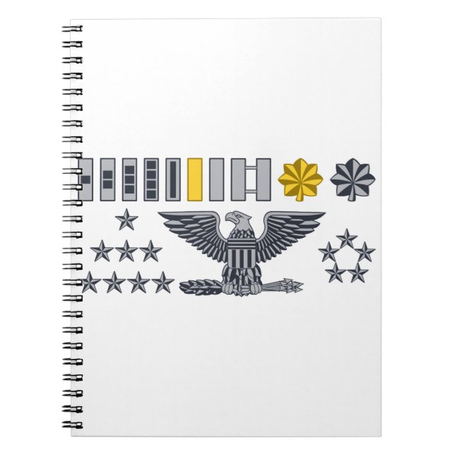 Caderno Espiral Graus militares das insígnias do exército (Frente)