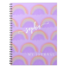Caderno Espiral Gravata pastel arco-íris tingimento água personali