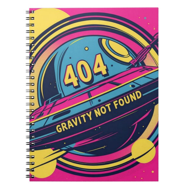 Caderno Espiral Gravidade 404 Não Encontrada - Arte Pop de Espaço  (Frente)