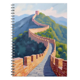 Caderno Espiral Great Wall of China Painting Watercolor 