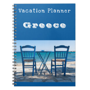 Caderno Espiral Grécia azul do planejador de férias personalizável
