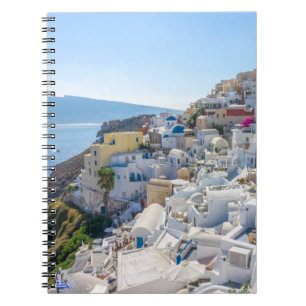 Caderno Espiral Grécia de Santorini - dia ensolarado de verão em