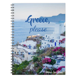 Caderno Espiral Grécia por favor/ Personalizado/ Paisagem Santorin