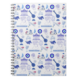 Caderno Espiral Greece Blue and White