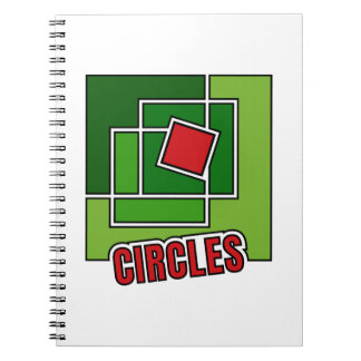 Caderno Espiral Green Abstraction with Twisted Red Square
