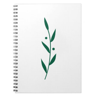 Caderno Espiral Green and White Leaf Branch Clean Botanical 