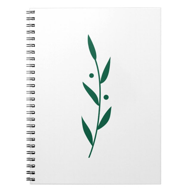 Caderno Espiral Green and White Leaf Branch Clean Botanical  (Frente)