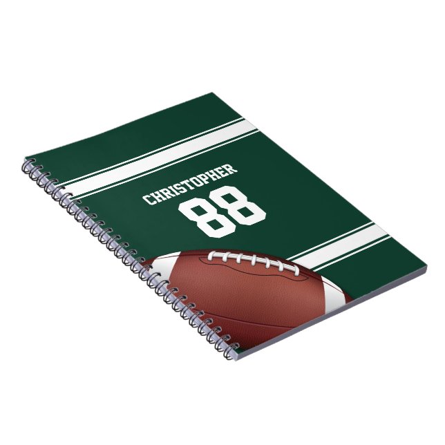Caderno Espiral Green and White Strips Jersey Grid Iron Futebol (Lado Direito)