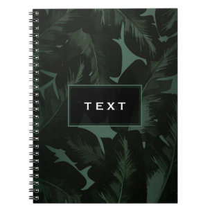 Caderno Espiral Green & Black Chic Folhas de Palma Tropical Chic