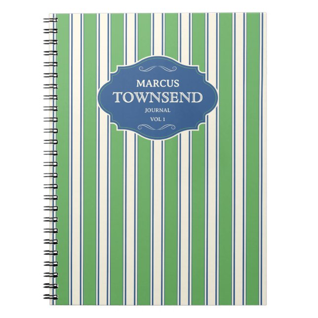 Caderno Espiral Green Blue Stripe Custom (Frente)
