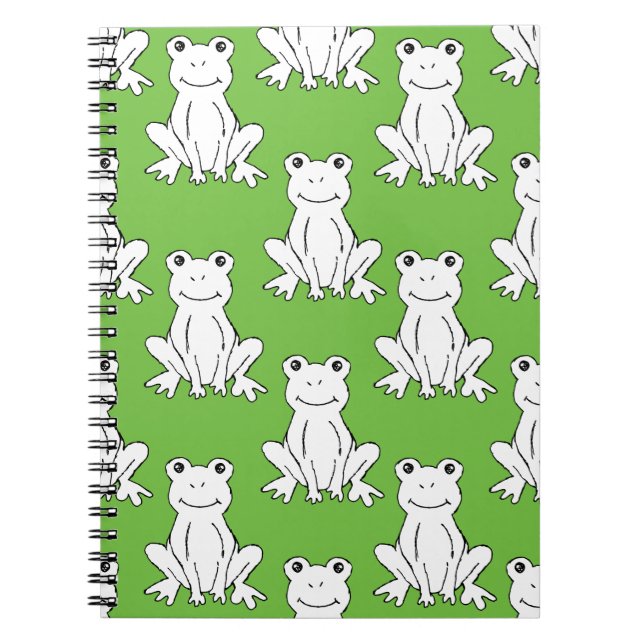 Caderno Espiral Green Cute Animal Pattern Cartoon Frog Pattern (Frente)