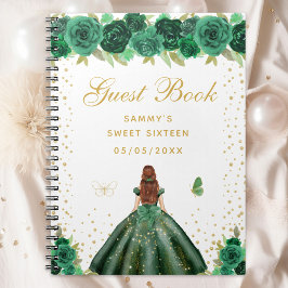 Caderno Espiral Green Floral Brown Hair Princess Sweet