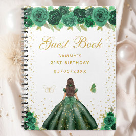 Caderno Espiral Green Floral Brunette Hair Princess