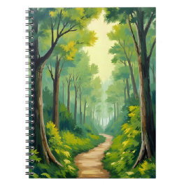 Caderno Espiral Green Forest Path | Lush Nature Watercolor Painted
