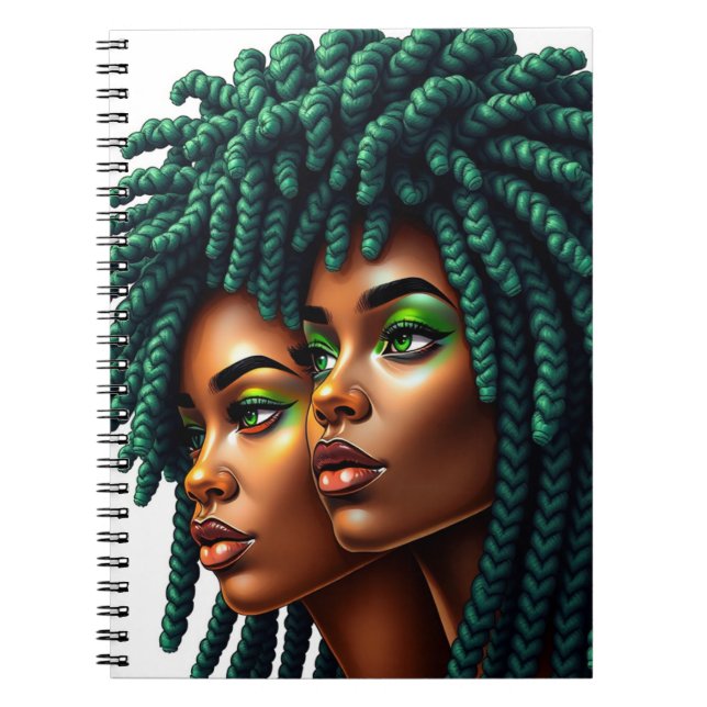 Caderno Espiral Green melanin sista black woman brown skin girls (Frente)