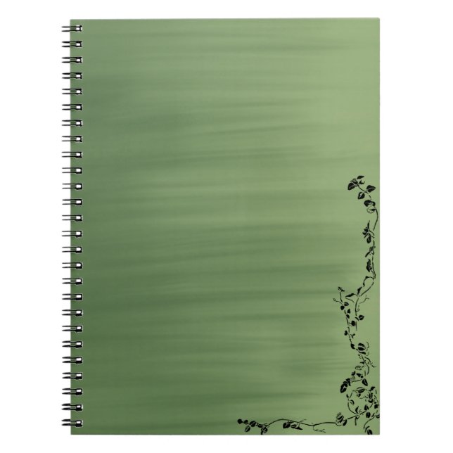Caderno Espiral Green Notebook with Floral Accent – Stylish Journa (Frente)