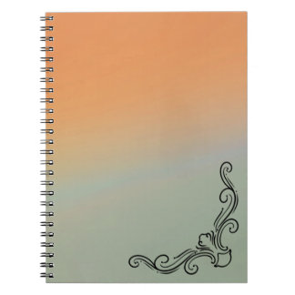 Caderno Espiral Green & Orange Ombre Notebook with Black Accent