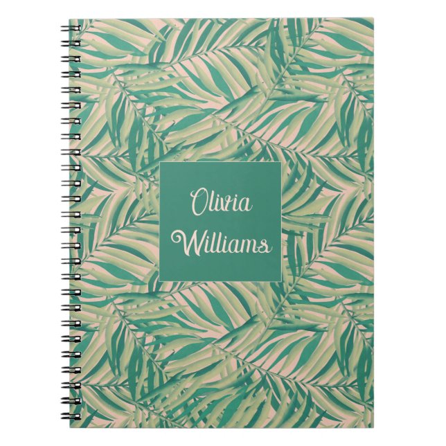 Caderno Espiral Green Palm Leaves Aesthetic (Frente)