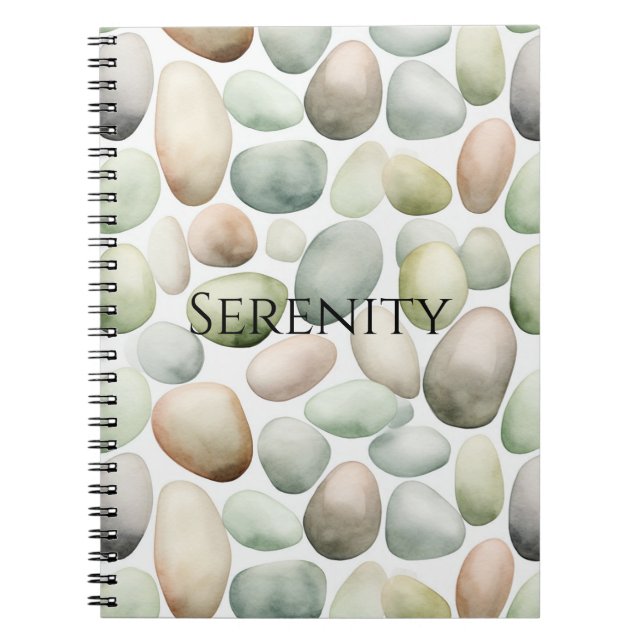 Caderno Espiral Green Pebbles Stones Rocks Serenity (Frente)