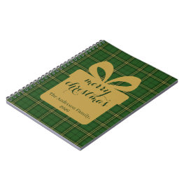 Caderno Espiral Green Plaid Christmas Festive Pattern -