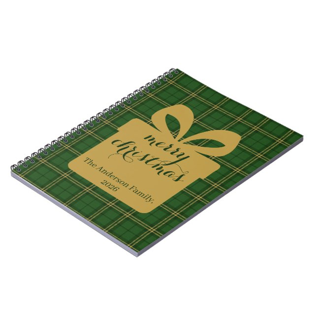 Caderno Espiral Green Plaid Christmas Festive Pattern -  (Left Side)