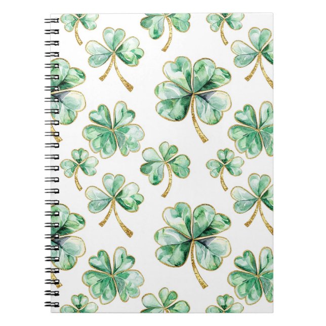 Caderno Espiral Green Shamrock St. Patrick's Day (Frente)