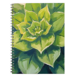 Caderno Espiral Green Succulent Plant Painting Botanical