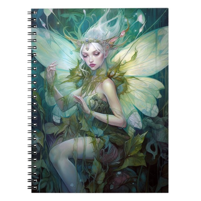 Caderno Espiral Green Woodland Fairy Fantasy Art (Frente)