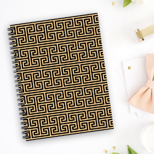 Caderno Espiral Grego Meander Key Square H Patterno Brown