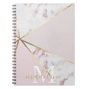 Caderno Espiral Grelha Grelha Dourada com Rosa, Grelha Geométrica 