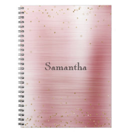 Caderno Espiral Grelha Rosa Brilhante Dourada Sparkle Confetti