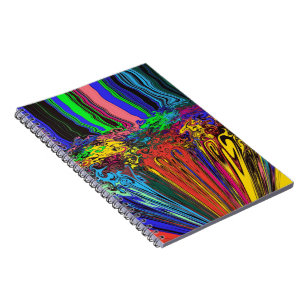 Caderno Espiral Grelhas coloridas abstrato / Empurradas e pincelad