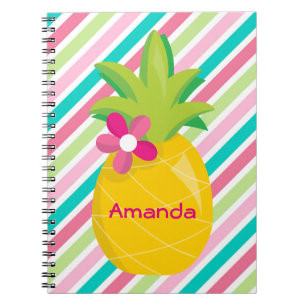 Caderno Espiral Grelhas cor-de-rosa Ananás amarelo